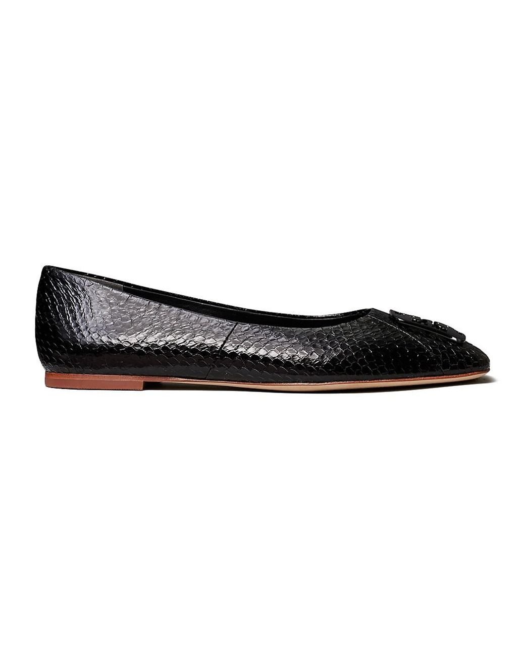 black snakeskin ballet flats