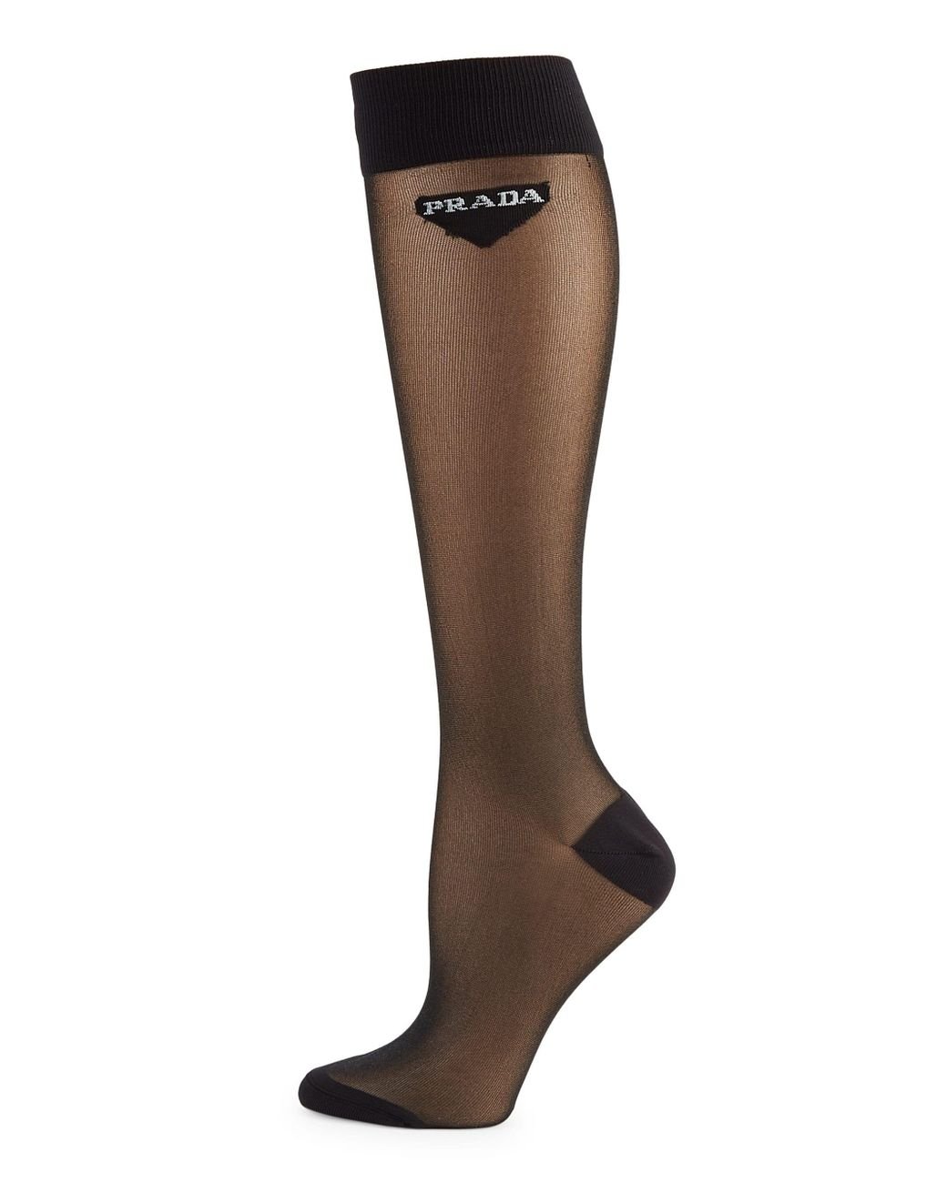 Prada Women's Triangle Light Technical Knee Socks - Black | Lyst