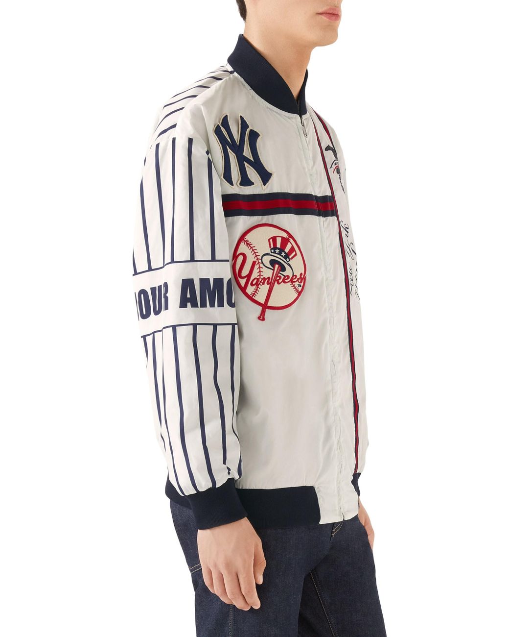 Gucci Men's New York Yankees Striped Bomber Jacket - White for Men | Lyst