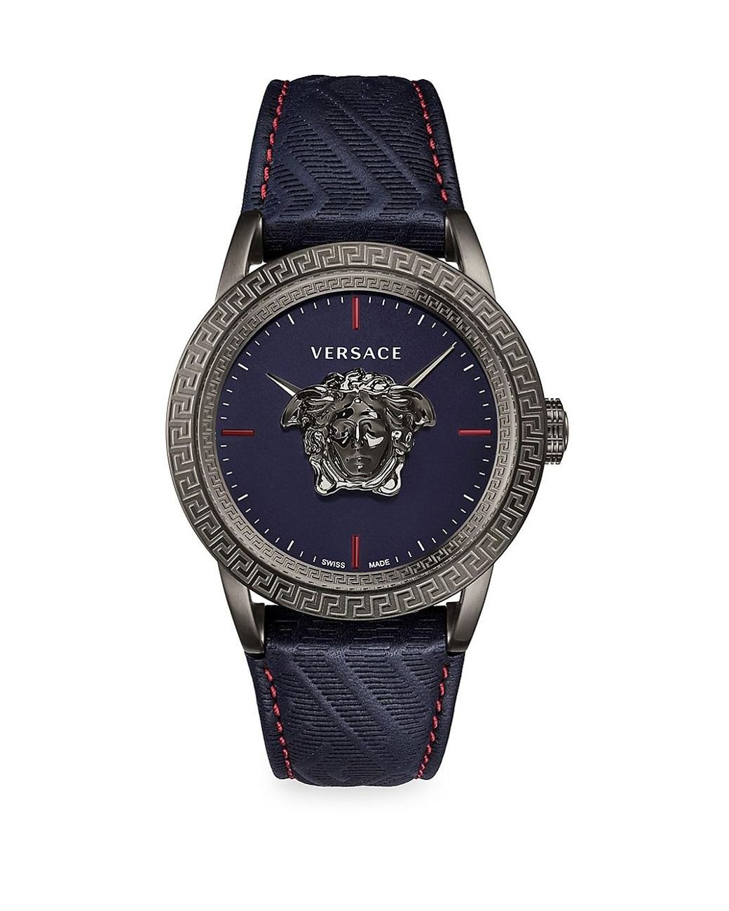 Versace Men's Palazzo Empire Leather Watch in Blue (Black) for Men | Lyst