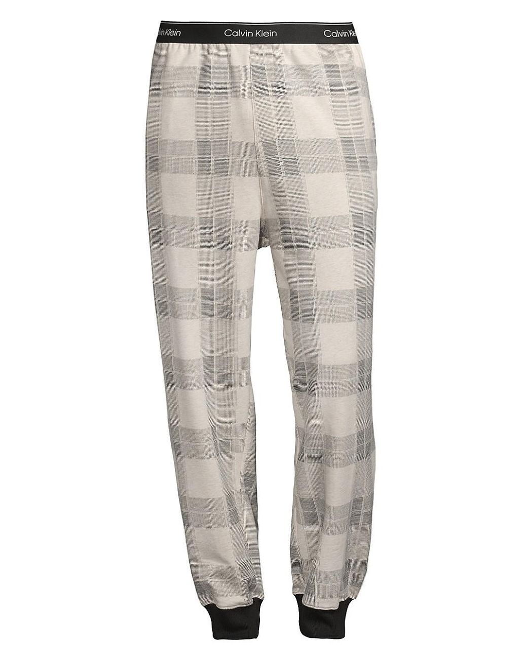 Calvin Klein Plaid Cotton-blend Pajama Pants in Gray for Men | Lyst