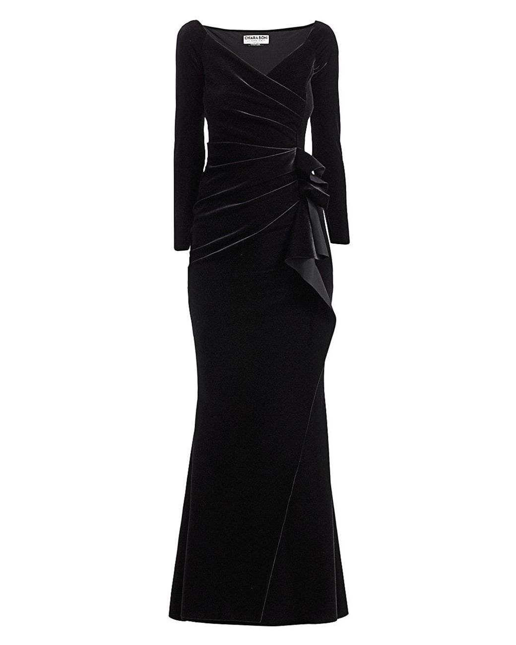 Chiara Boni Silveria Velvet Wrap Gown 