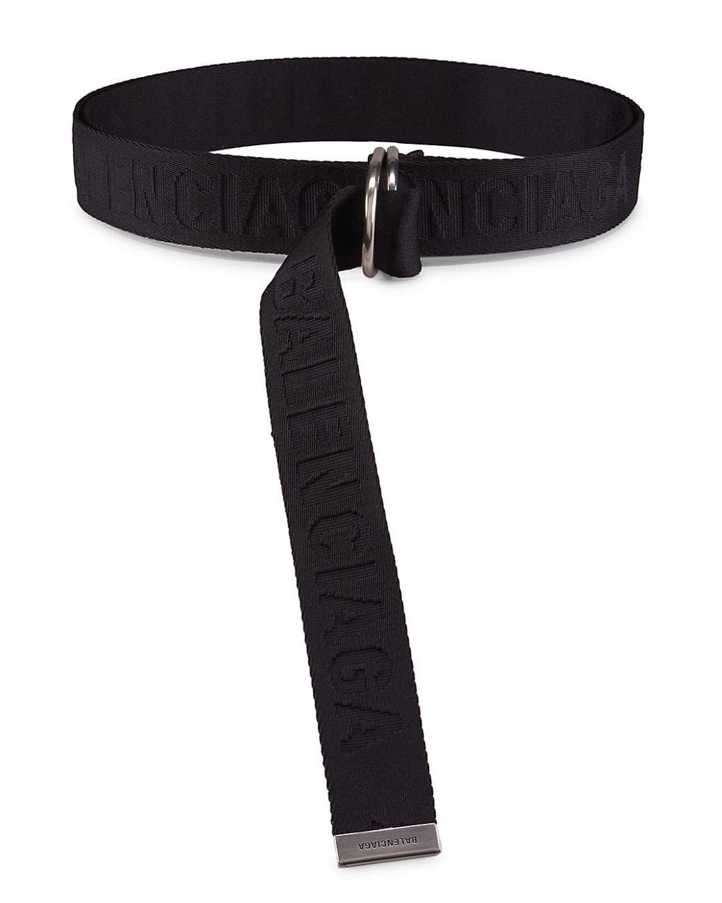 Balenciaga Women's Black Logo D-ring Belt