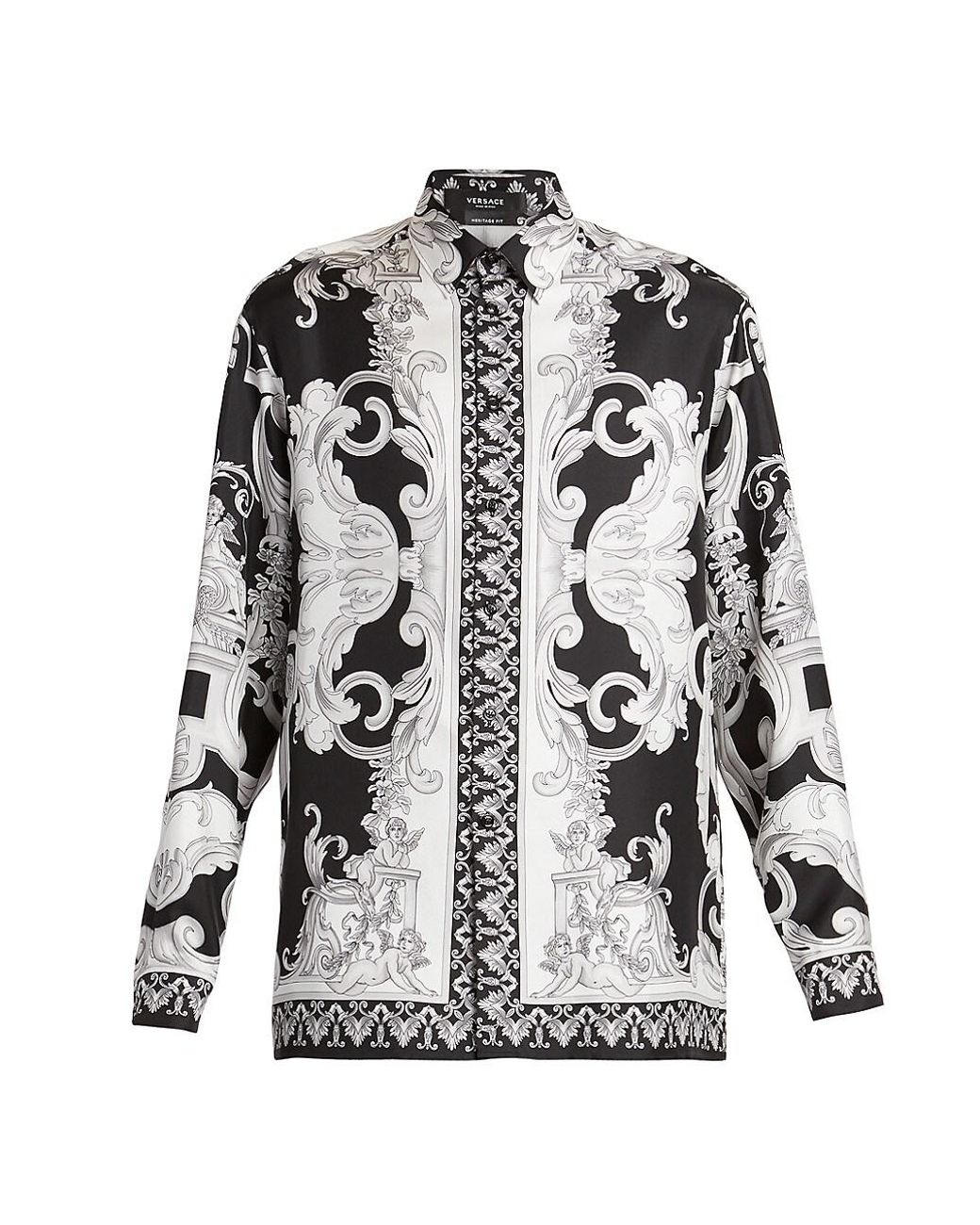 Versace Informal Baroque Print Silk Shirt in Black White (White) for ...