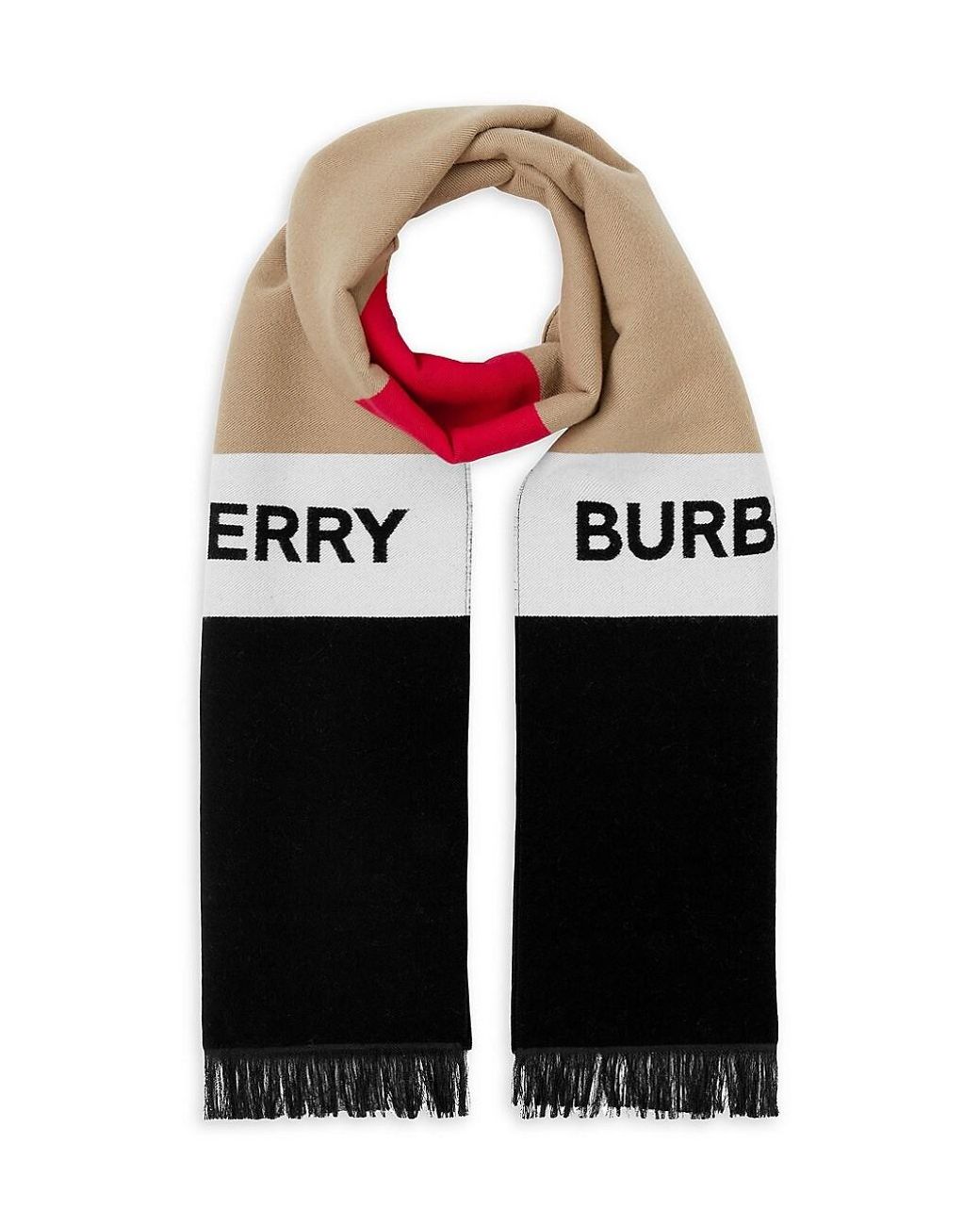 Burberry Logo & Icon Stripe Wool & Silk Scarf for Men | Lyst