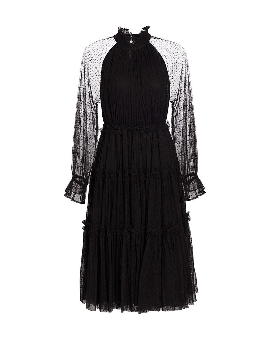MILLE Synthetic Gabrielle Swiss Dot Fit & Flare Dress in Black | Lyst