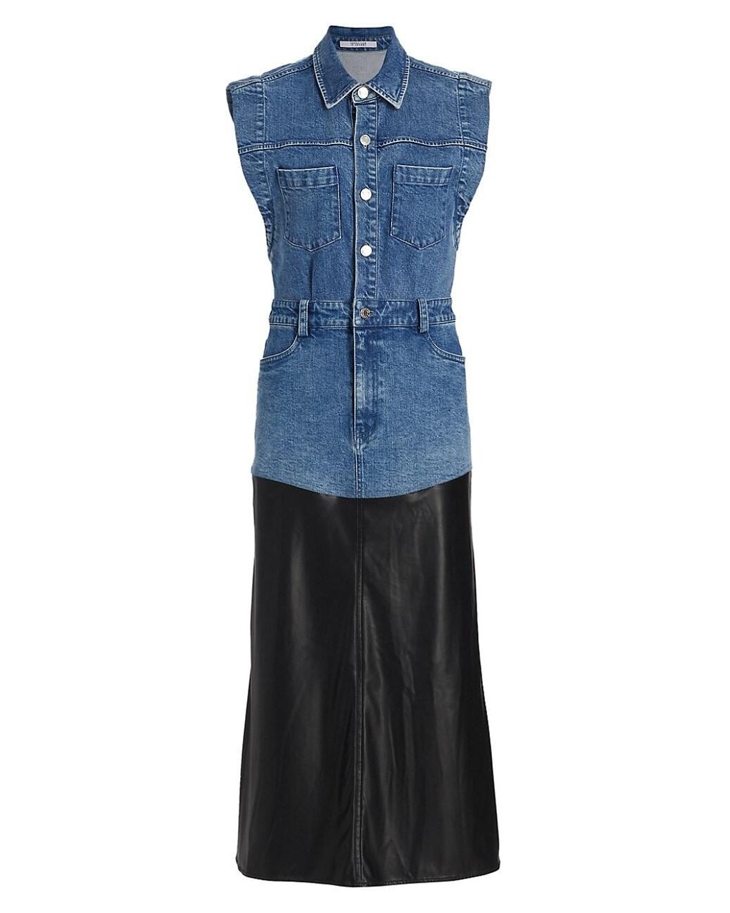 10 Crosby Derek Lam Ethel Sleeveless Mixed Media Dress in Blue Lyst