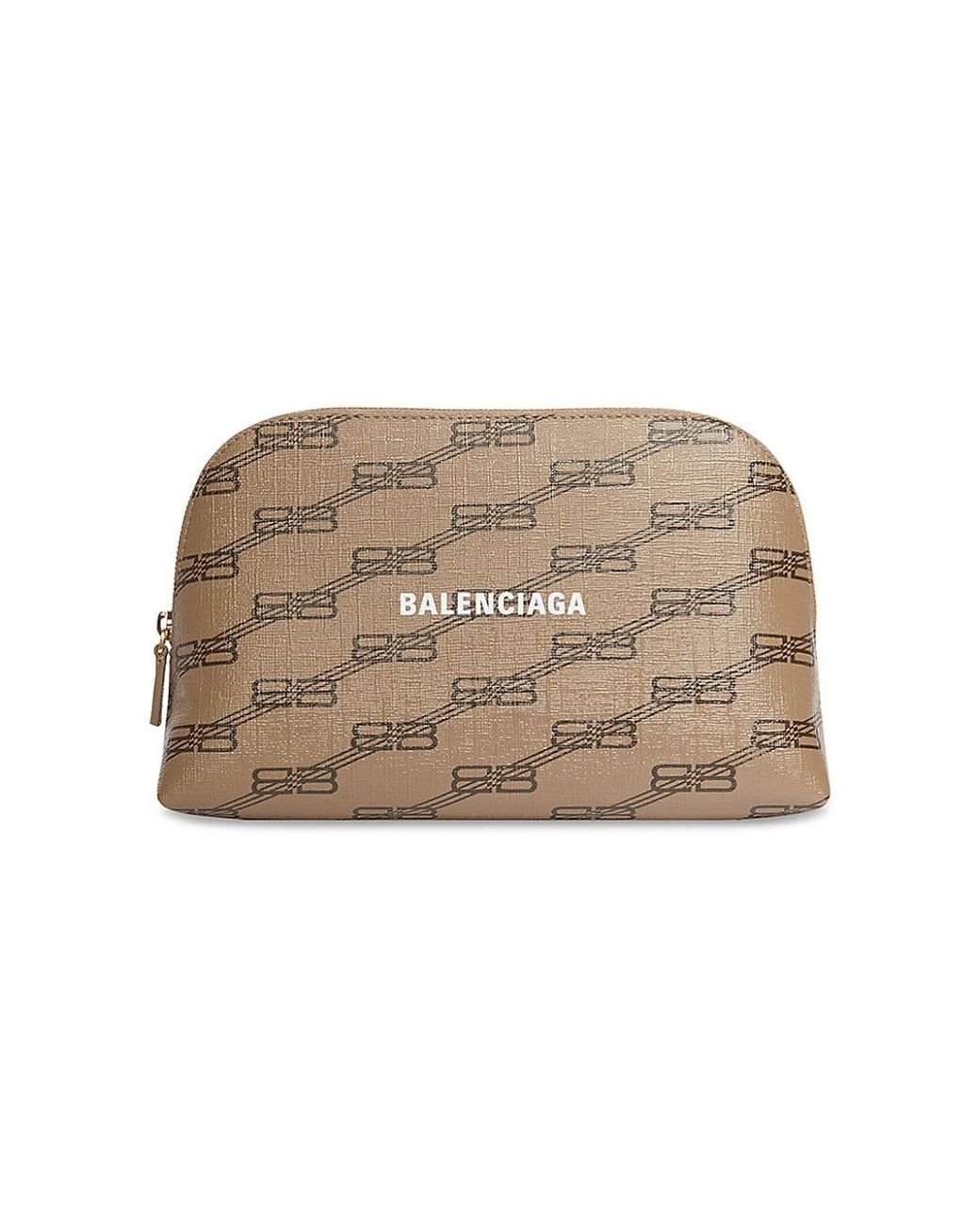 Balenciaga Signature Toiletry Pouch Bb Monogram Coated Canvas in
