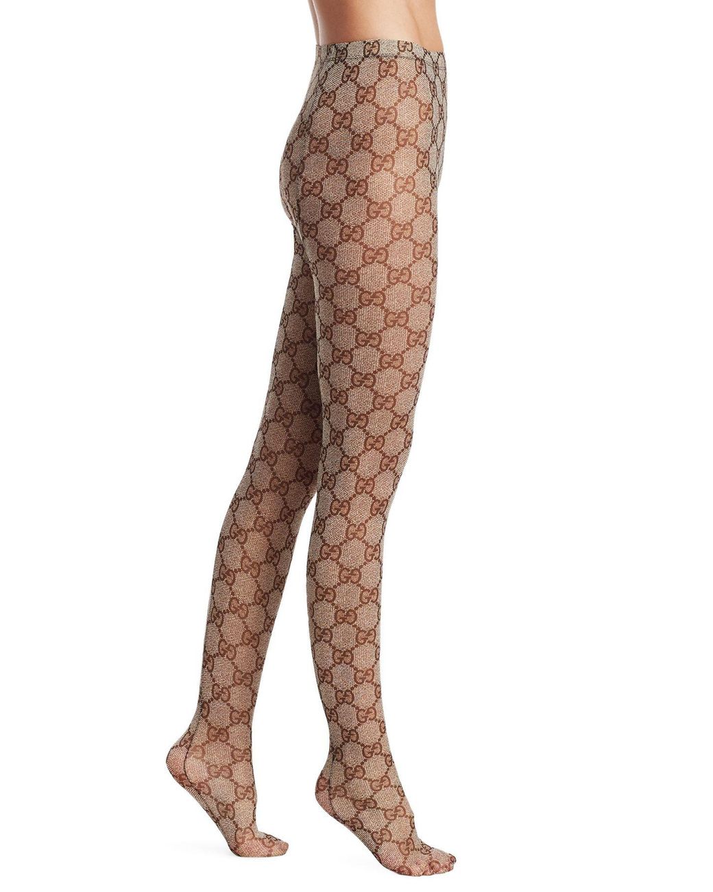 Gucci GG Supreme Tights in Natural Lyst