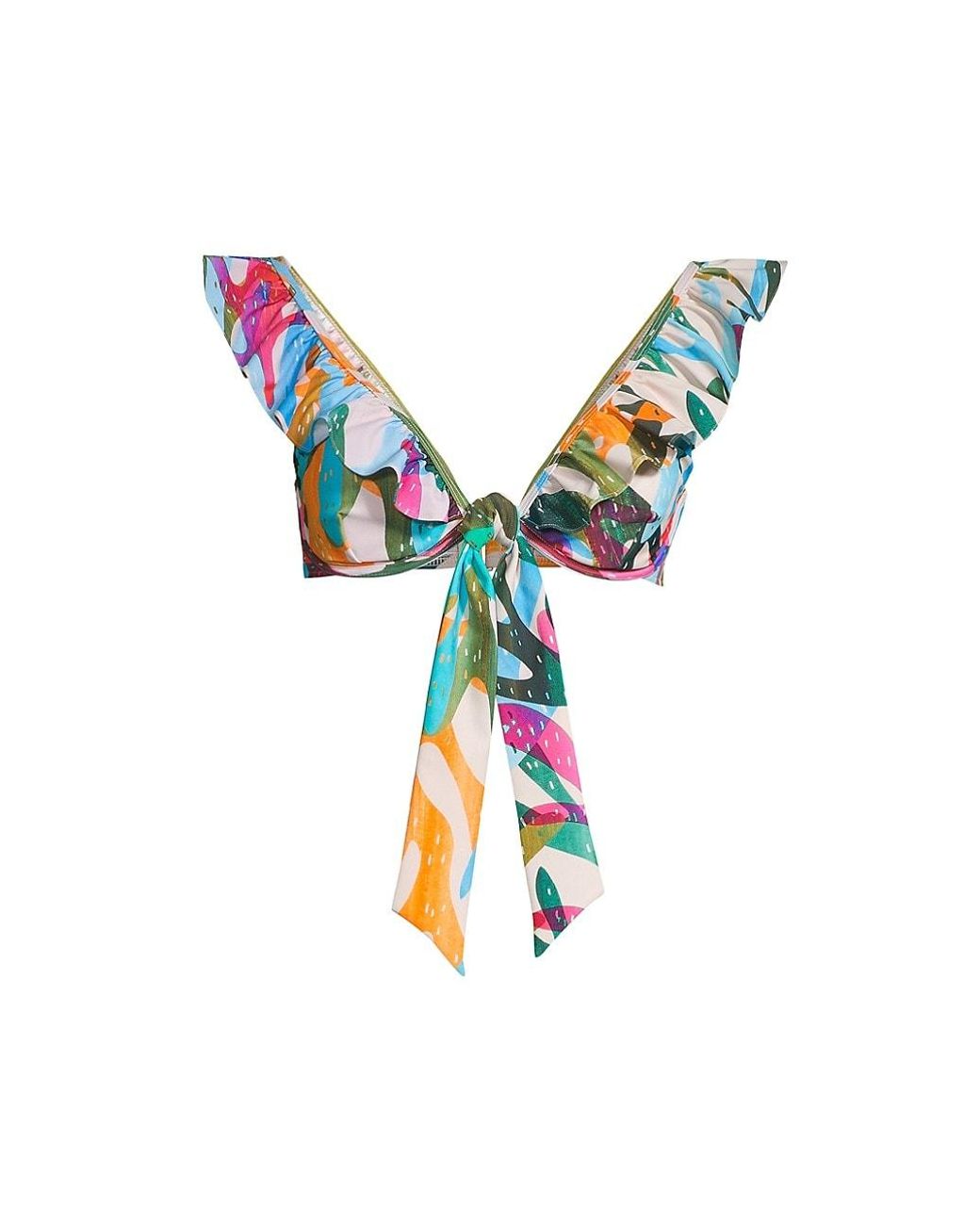 MILLY Under The Sea Ruffle Bikini Top in Blue Lyst