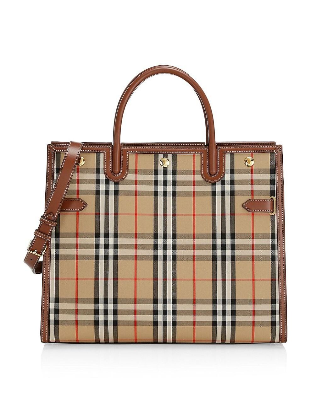 Burberry Large Title Vintage Check Leather Satchel in Brown Lyst
