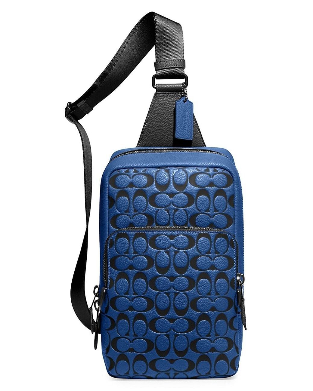 COACH Logo Print Pebble Leather Gotham Pack in Blue for Men Lyst