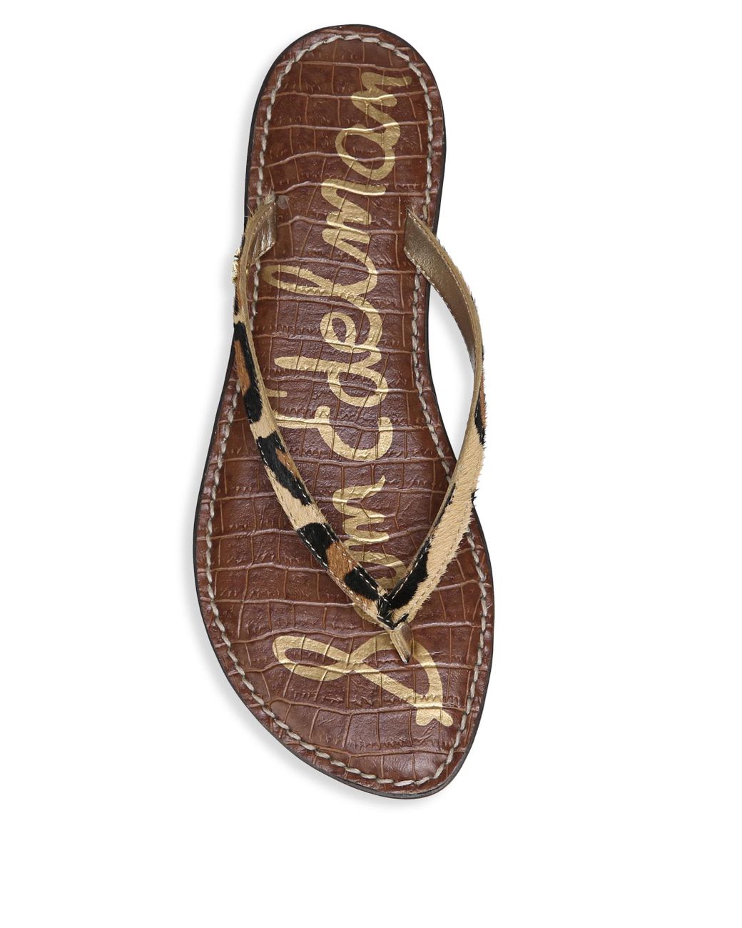 Sam Edelman Gracie Leopard Brahma Hair Thong Sandals in Brown | Lyst