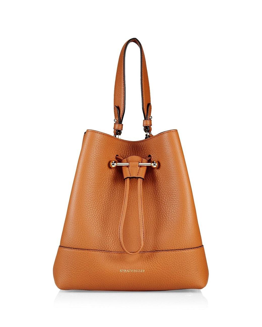 Strathberry Lana Osette Leather Bucket Bag in Orange | Lyst