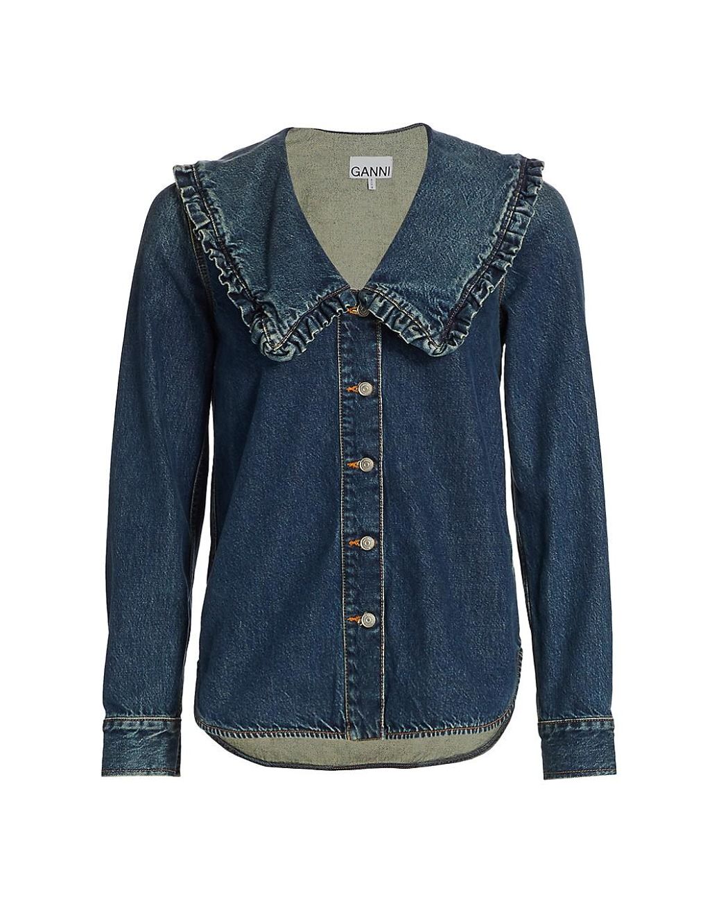 ruffle collar denim shirt