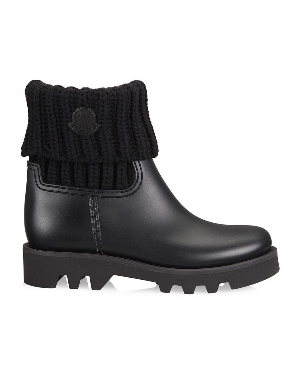 Moncler Ginette Wool-trim Rain Boots in Black | Lyst