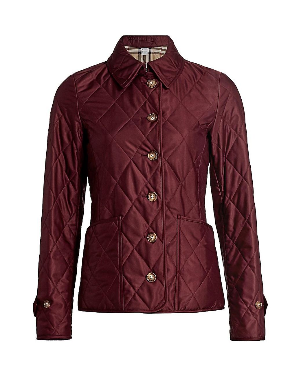 Burberry Fernleigh Thermoregulated Diamond Quilted Jacket in Red | Lyst