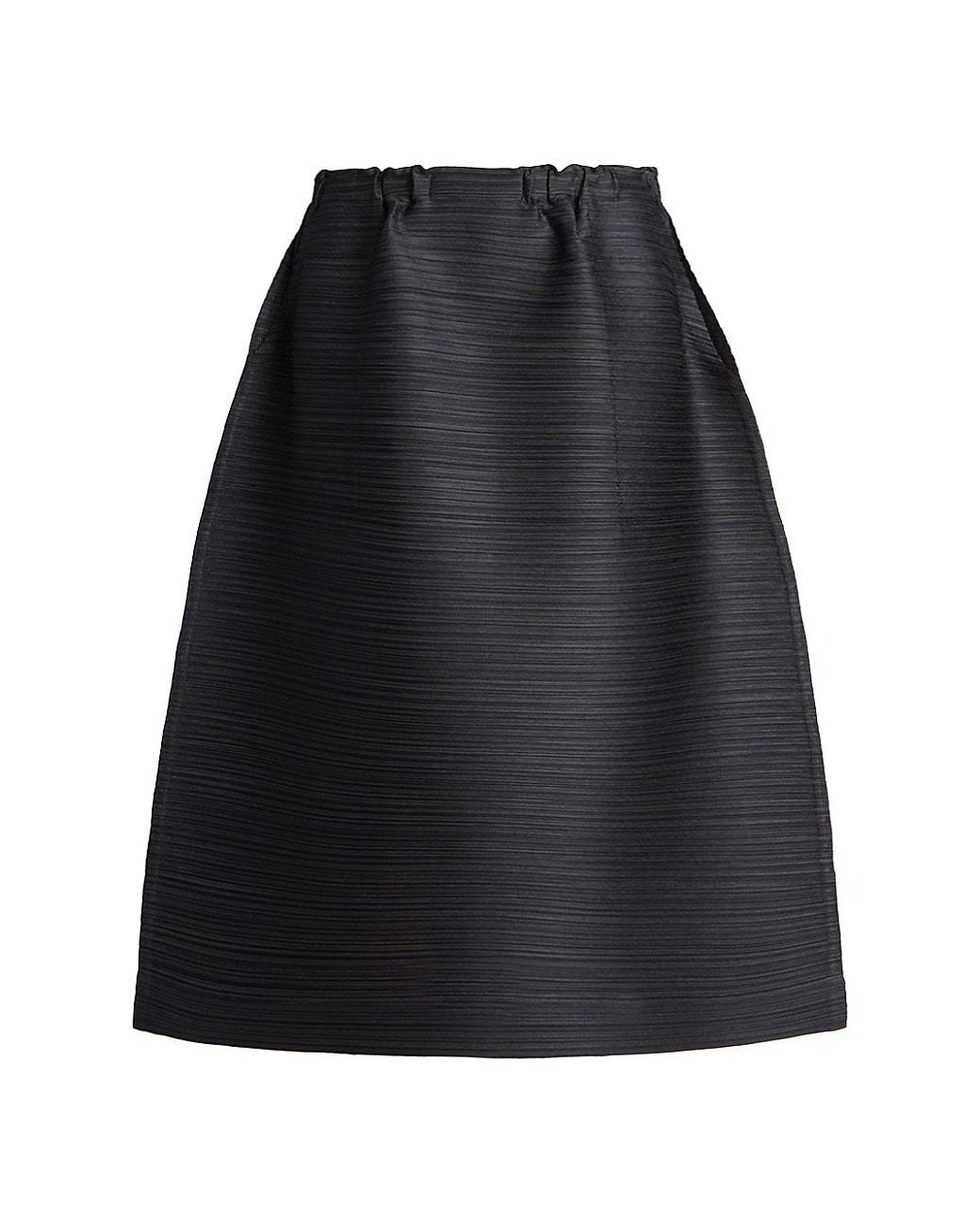 Pleats Please Issey Miyake Thicker Bounce Textured Midi-skirt in Black