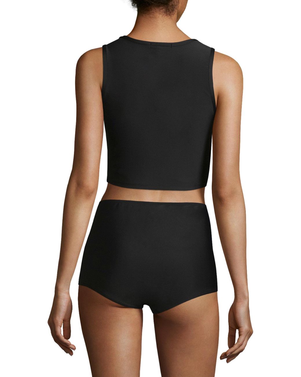 Cover Cropped Swim Tank Top in Black | Lyst