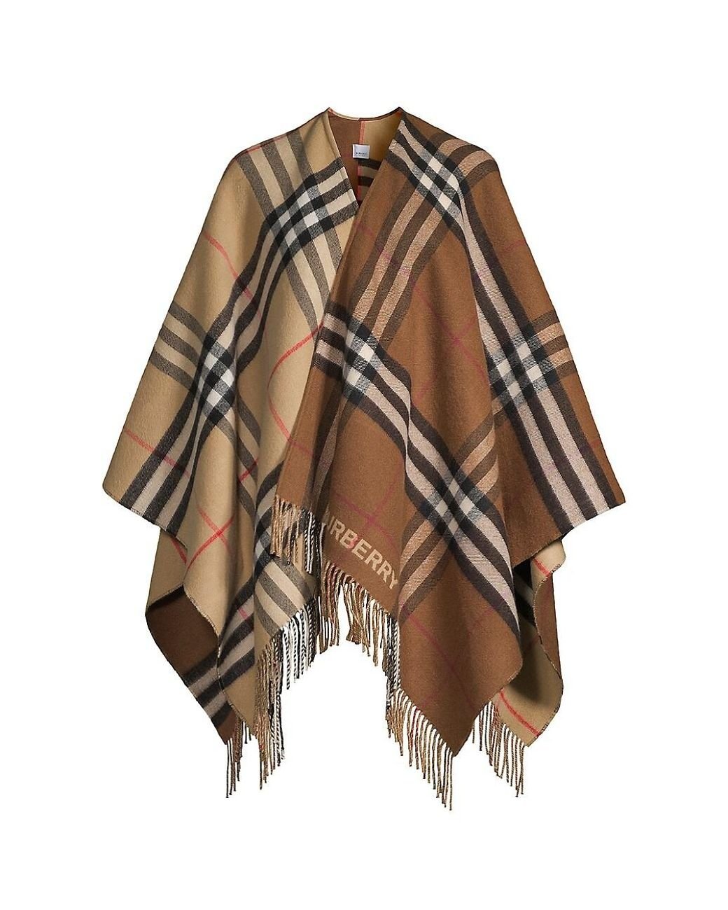 Burberry Giant Check Colorblock Cape in Brown | Lyst