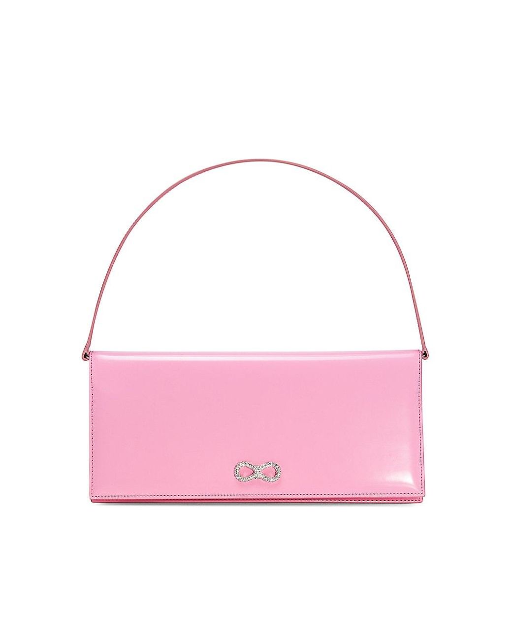 Mach & Mach Crystal Bow Patent Leather Baguette Bag in Pink | Lyst