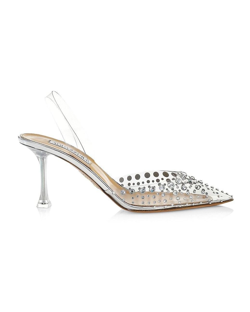 Aquazzura Leather Starburst Crystal Embellished Pvc Slingback Pumps In Silver Metallic Lyst