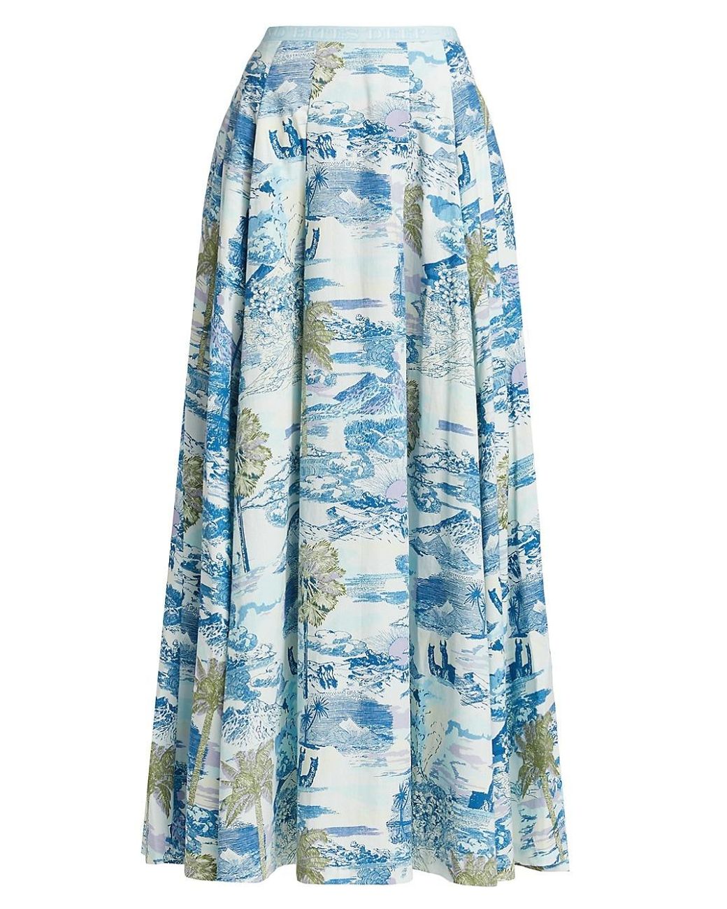 Emporio Sirenuse Flaminia Tropical Print Maxi Skirt in Blue | Lyst