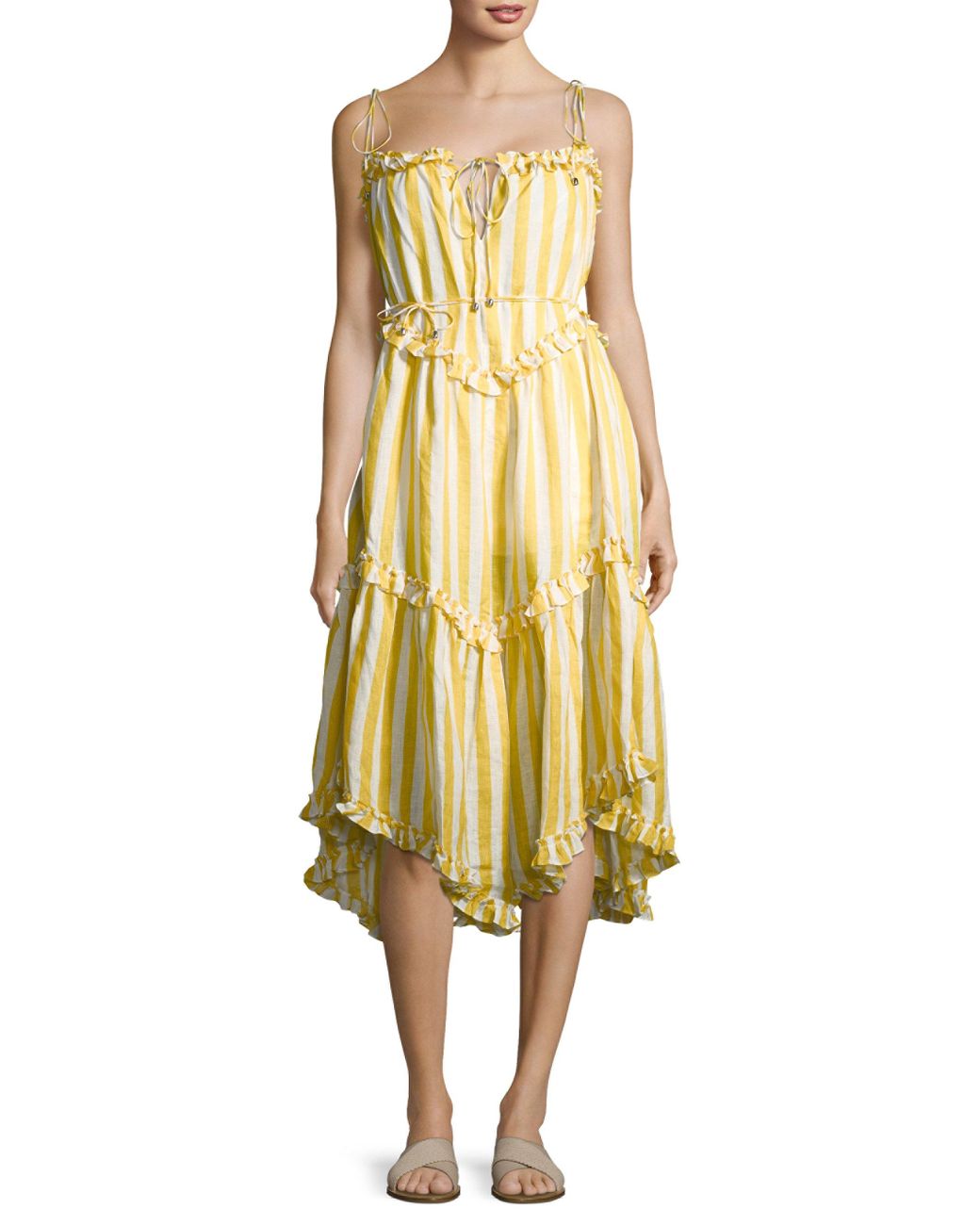 Zimmermann Linen Lumino Floating Stripe Dress in Yellow Stripe (Yellow ...