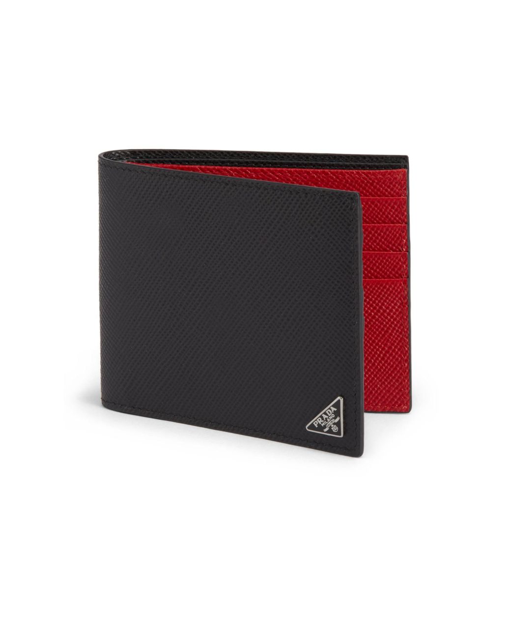 Prada Men's Saffiano Cuir Billfold Wallet - Black/red for Men | Lyst