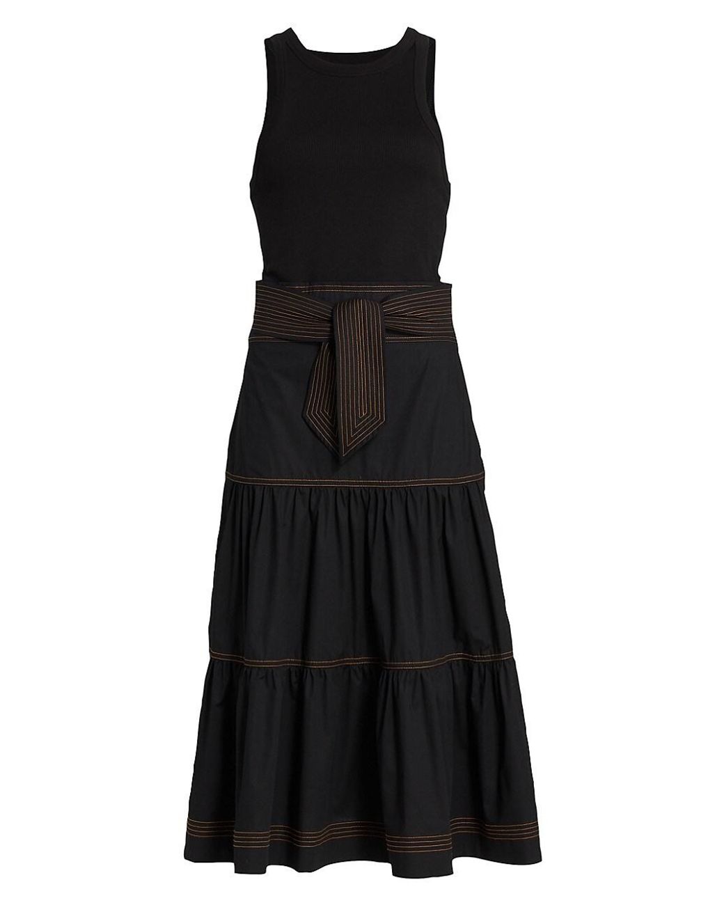 Veronica Beard Austyn Belted Midi-dress in Black | Lyst