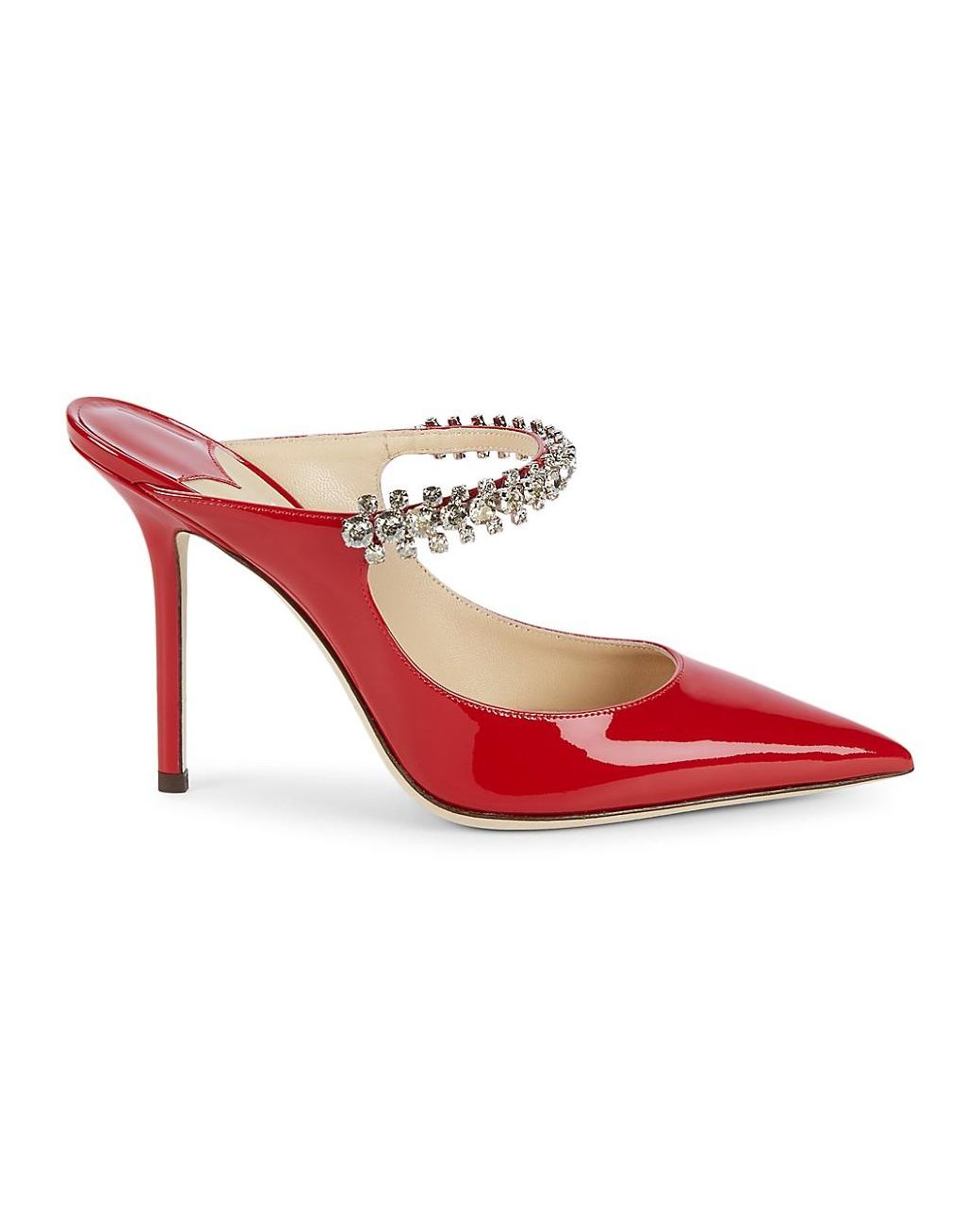 Jimmy Choo Bing Embellished Patent Leather Mules in Red | Lyst