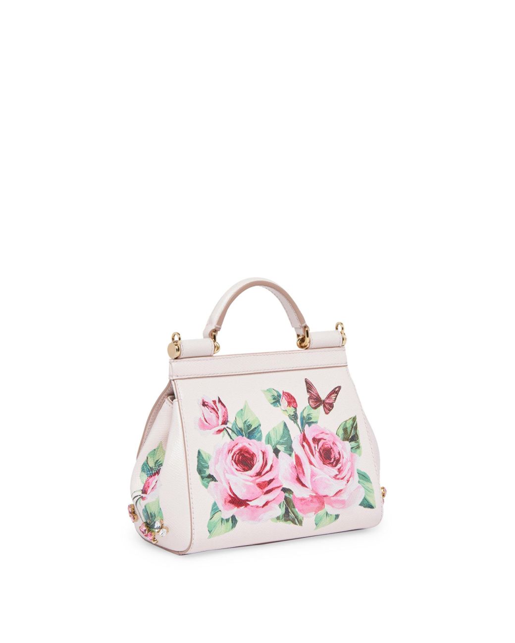 Dolce & Gabbana Kids Leather Rose Print Shoulder Bag