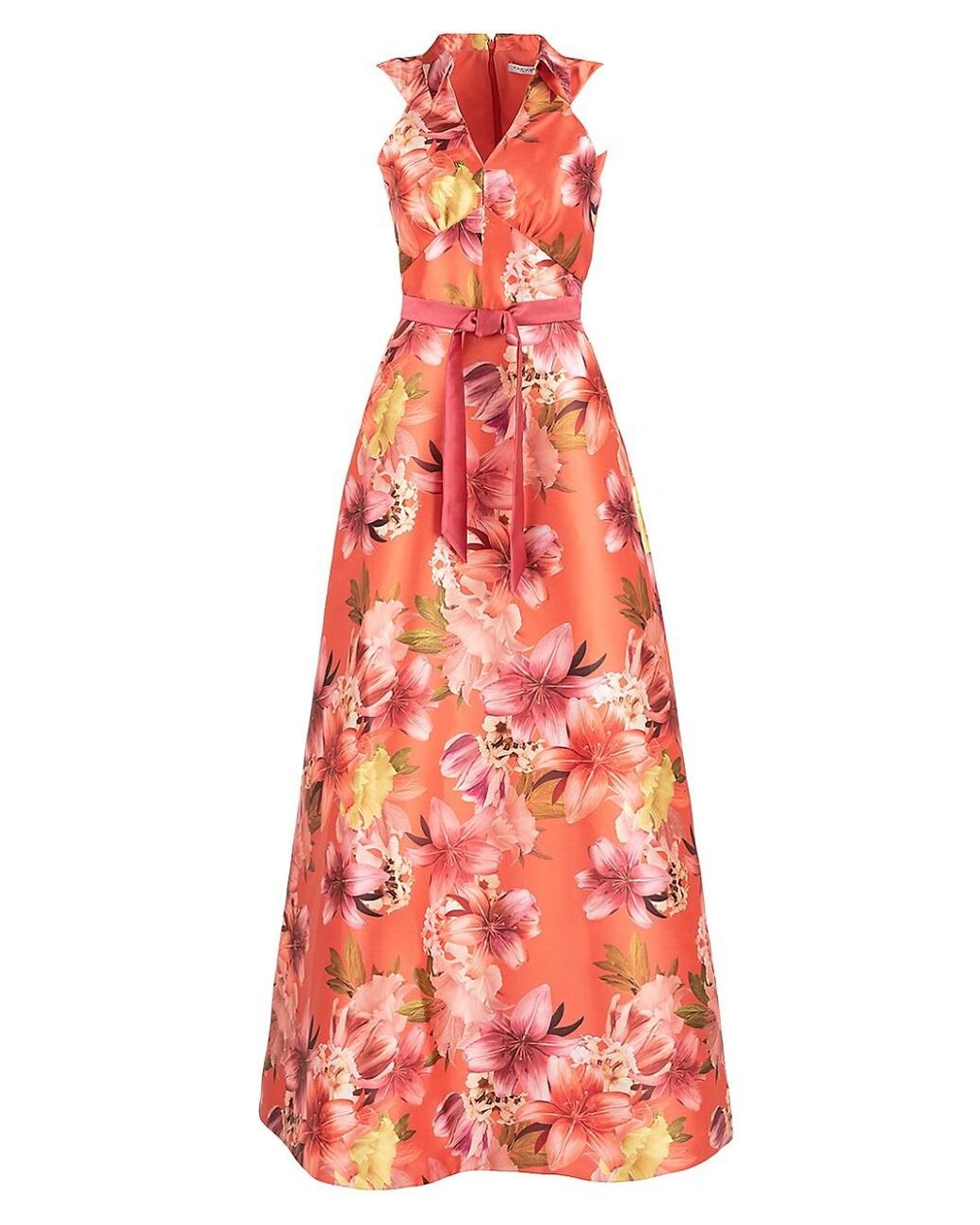Kay Unger Melody Floral Collared Gown | Lyst