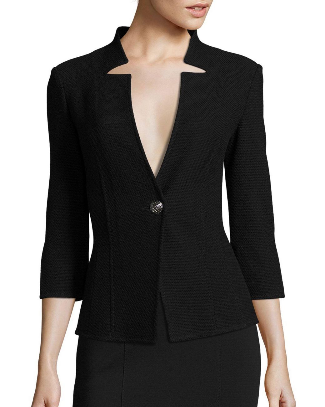 St. John Wool Micro Boucle Knit Jacket in Blue Lyst