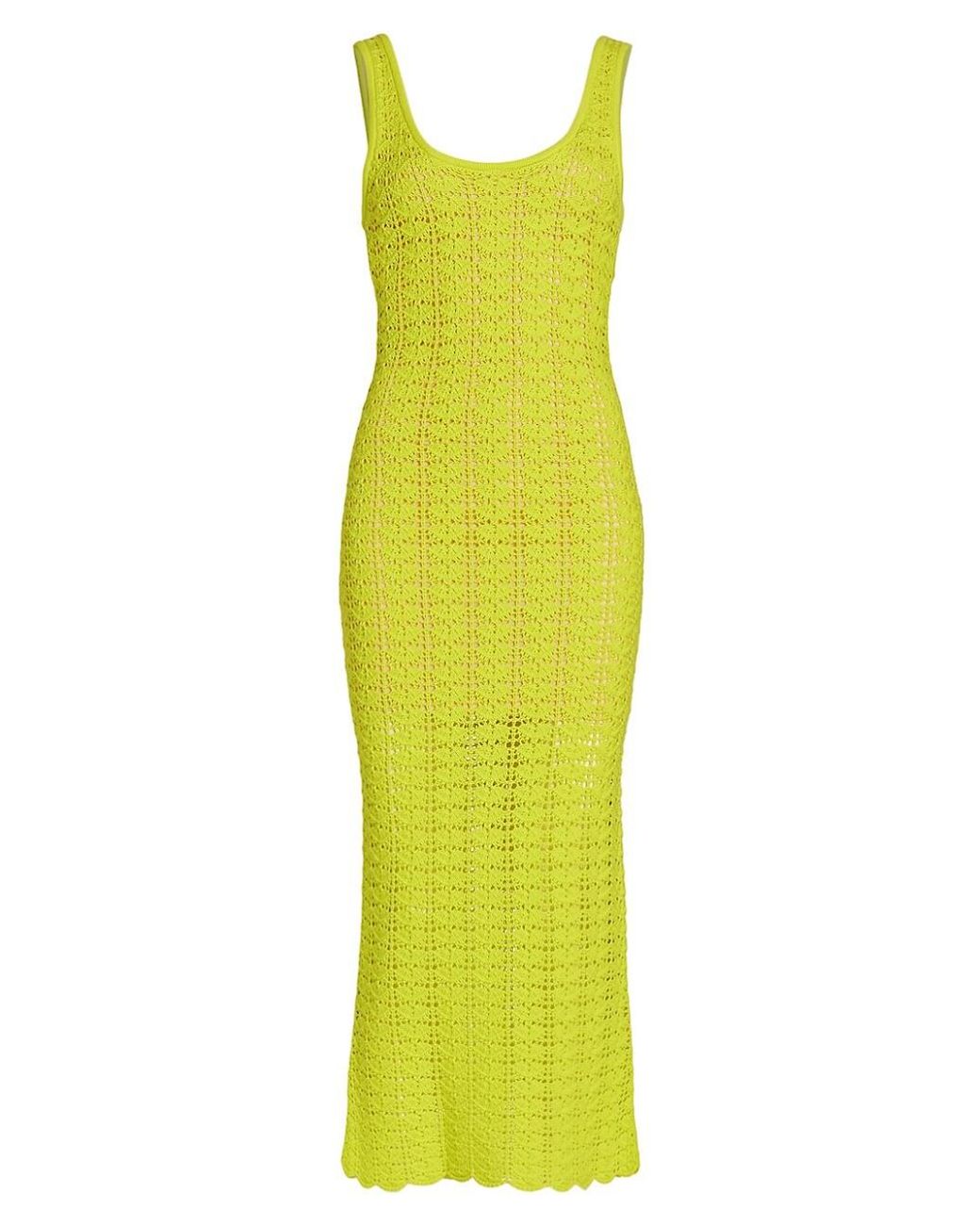 Alice + Olivia Veronique Crochet Tank Midi-dress in Yellow | Lyst
