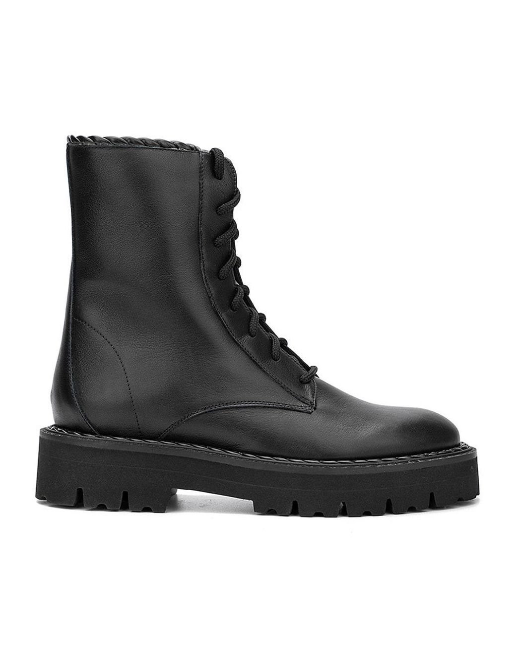 Aquatalia Sadie Leather Combat Boots in Black | Lyst
