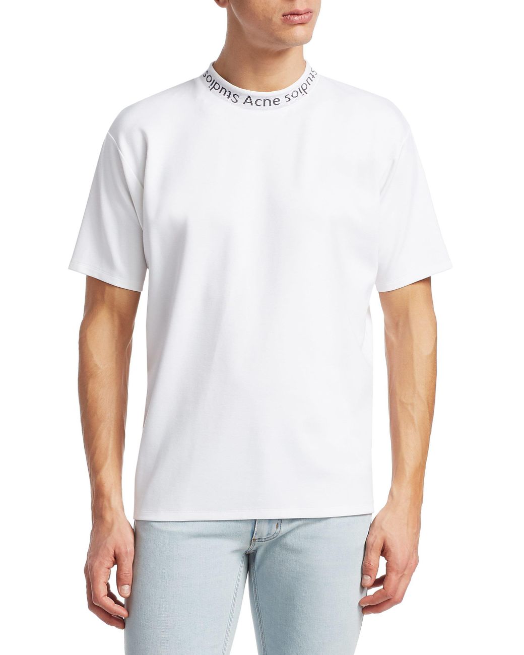 acne logo neck t shirt