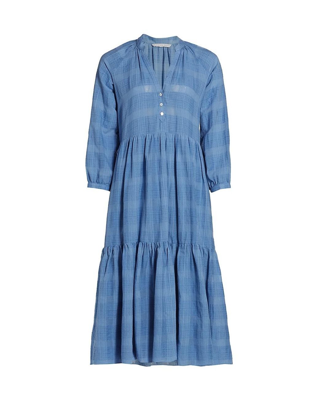 Veronica Beard Cotton Sarita Ruffle-hem Dress in Blue - Lyst