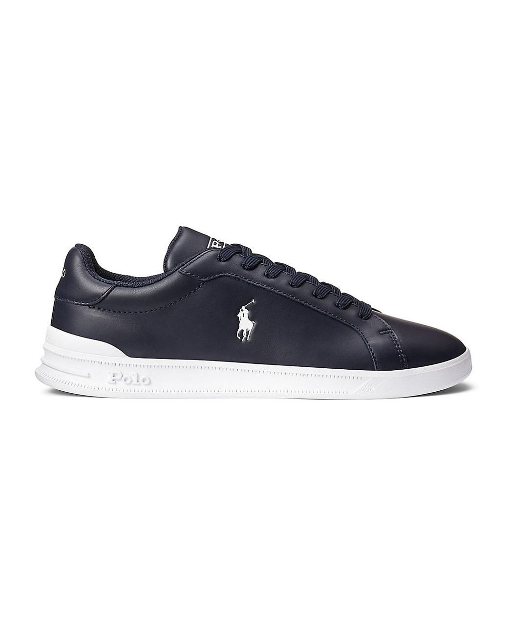 Polo Ralph Lauren Heritage Court Ii Leather Sneakers in Blue for Men | Lyst