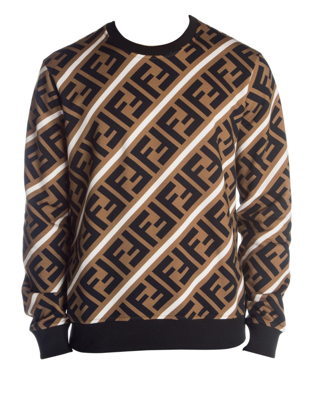 Fendi Printed Ff Logo Sweatshirt in Brown for Men | Lyst
