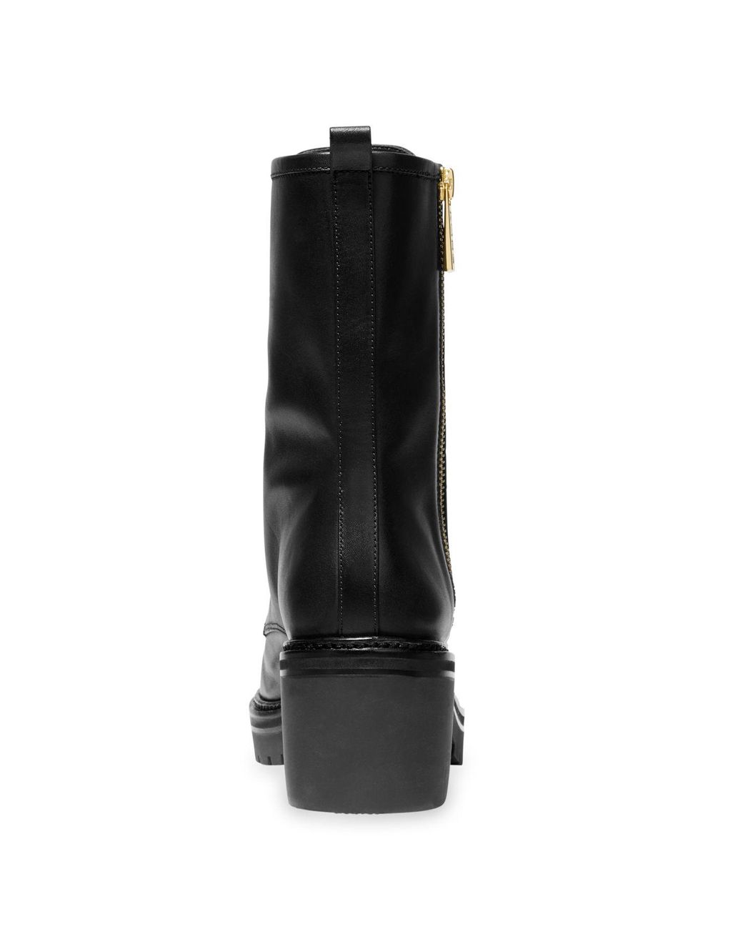 Michael Kors Anaka Leather Combat Boot in Black | Lyst