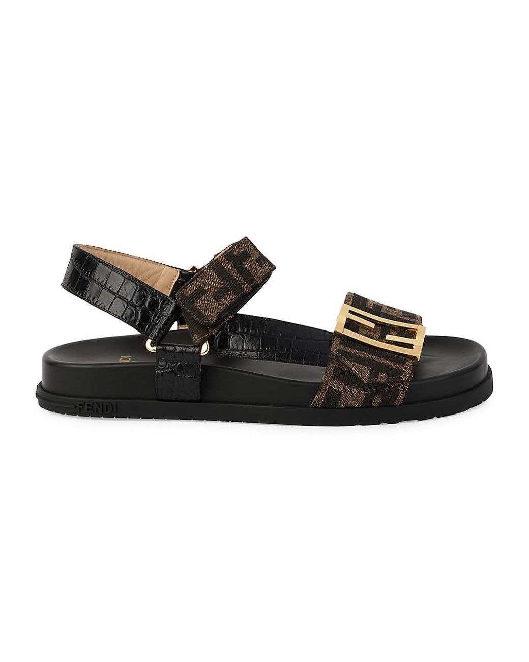 fendi promenade ff flat leather sandals