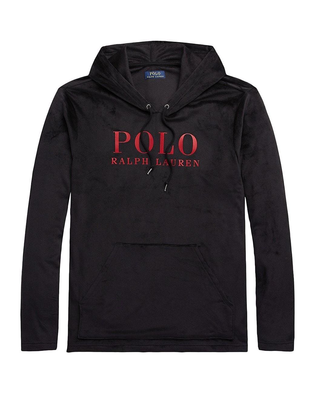Polo Ralph Lauren Logo Velour Hoodie in Black for Men Lyst