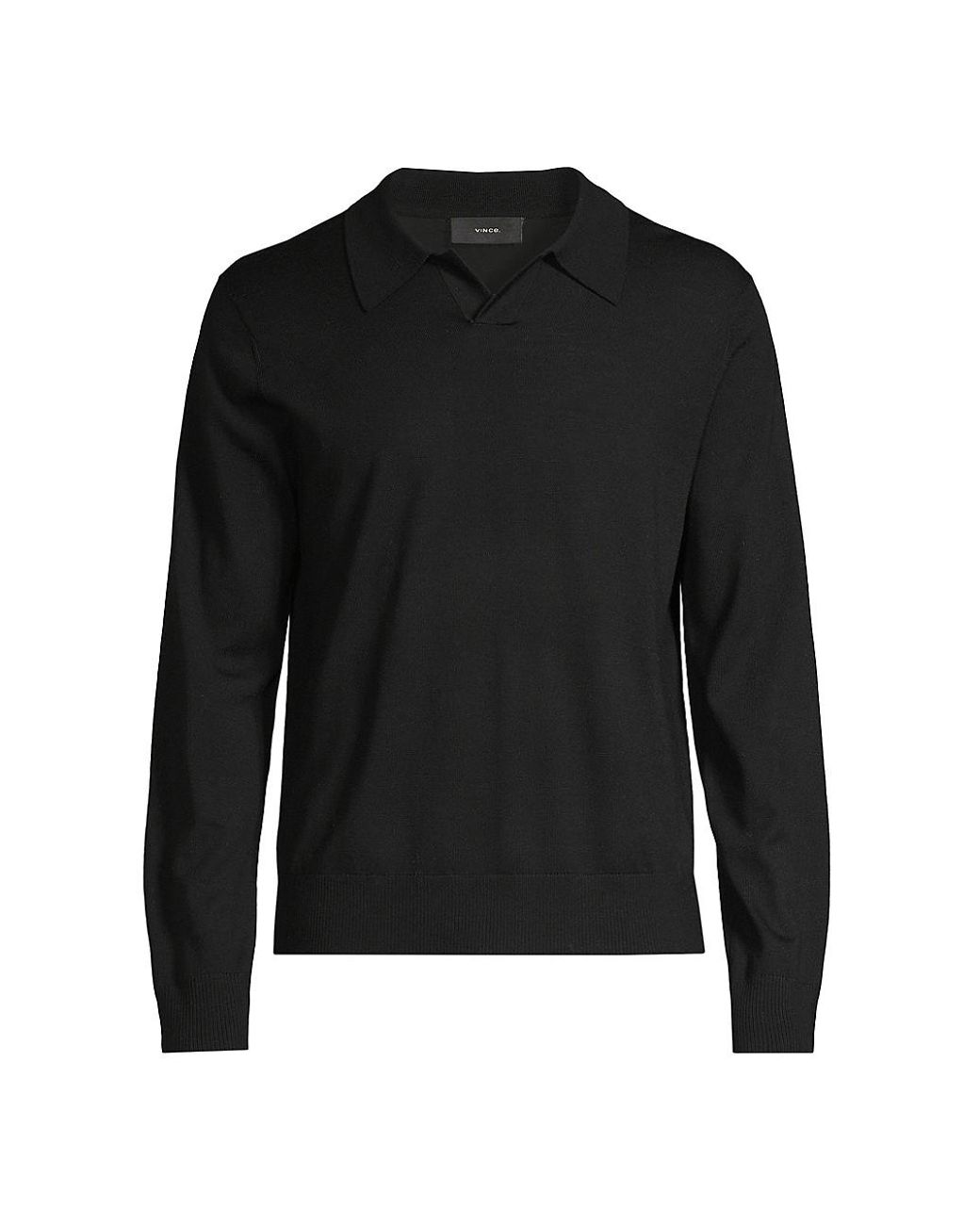 Vince Merino Long-sleeve Polo Shirt in Black for Men | Lyst