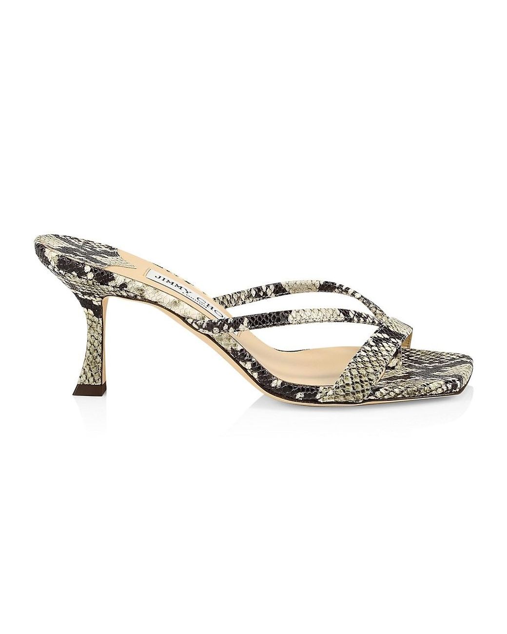 Jimmy Choo Maelie Snakeskin-embossed Leather Thong Sandals in Metallic - Lyst