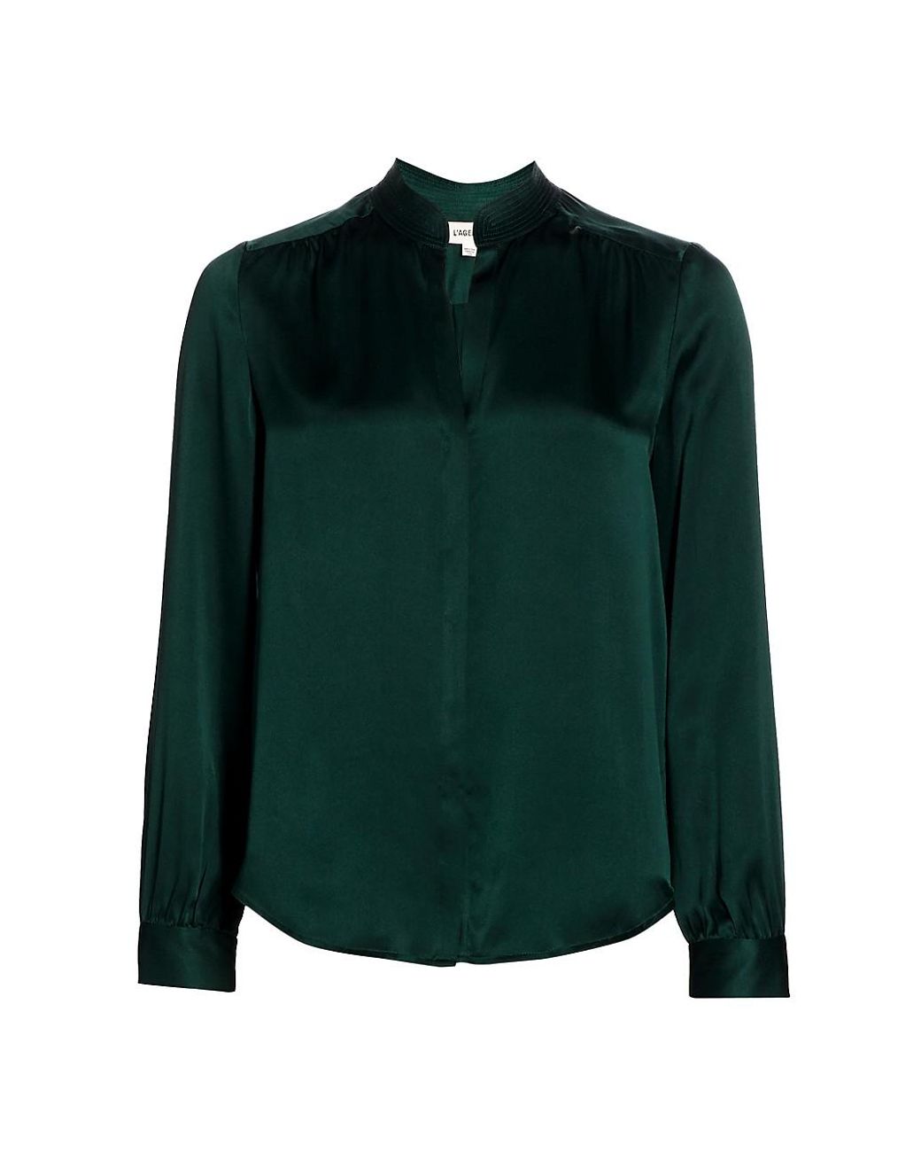 green charmeuse blouse