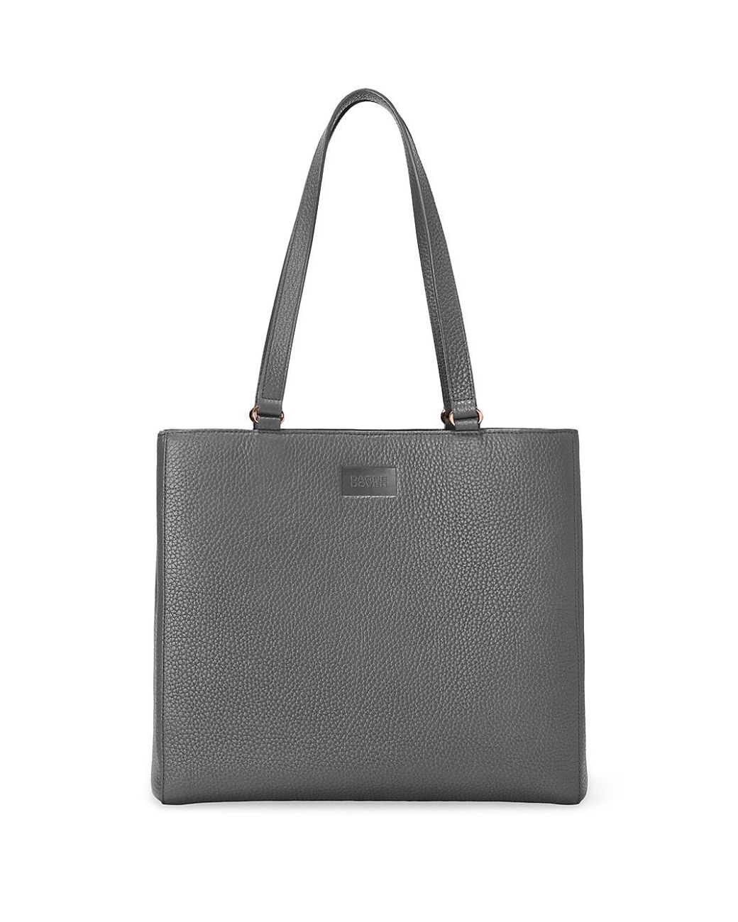 Dagne Dover Medium Allyn Leather Tote in Gray Lyst
