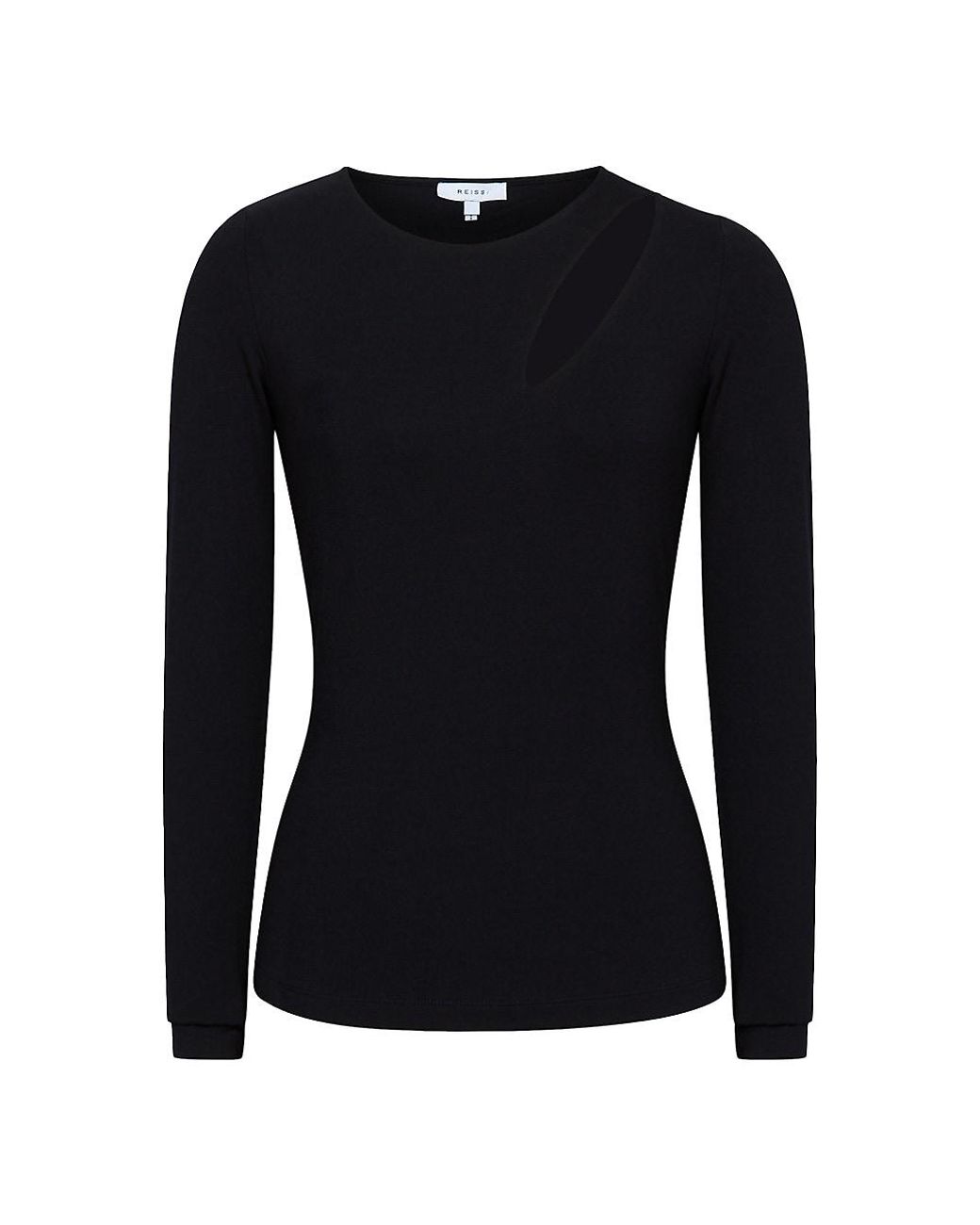 Reiss Synthetic Aubrey Cut-out Jersey Top in Black | Lyst