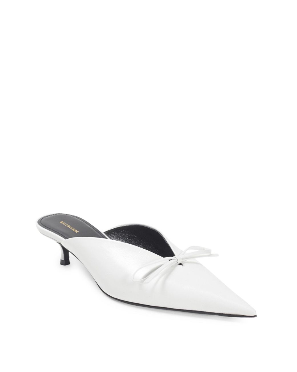 Balenciaga Kitten Heel Leather Mules in White | Lyst