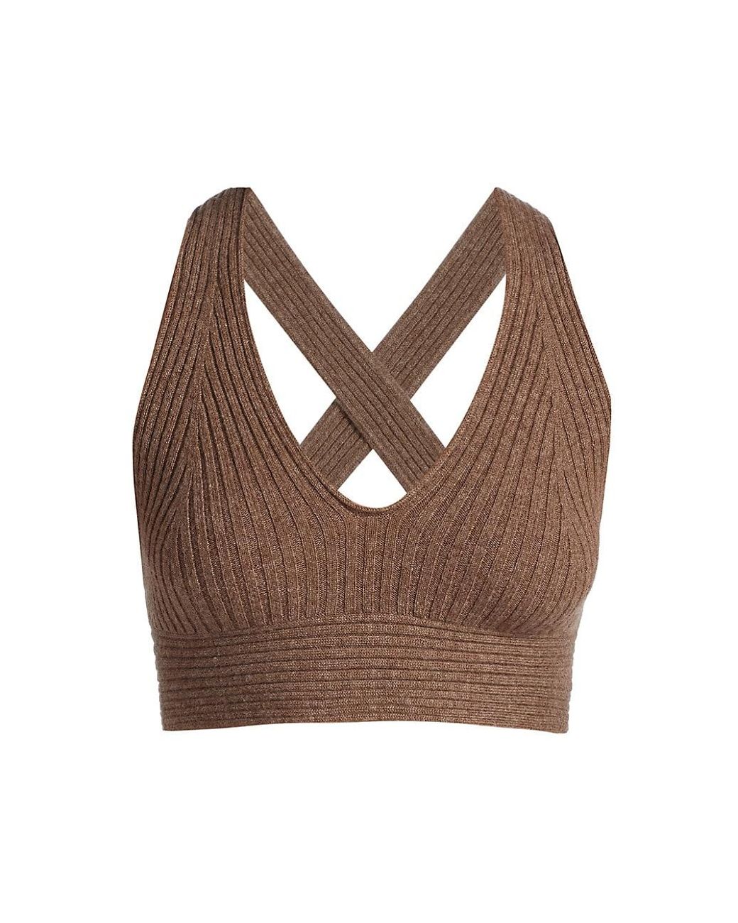 Loulou Studio Plunging Cashmere Knit Bra Top in Brown - Lyst